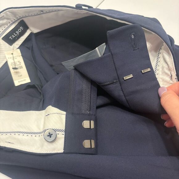 Talbots Women’s Navy Blue Hampshire Ankle Button Cuff Pants Petite 12 12P NWT - Picture 4 of 11